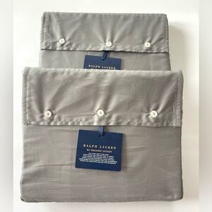 Ralph Lauren Organic Sateen Full Flat + Deep Fitted Sheet Set Graphite Gray NWT